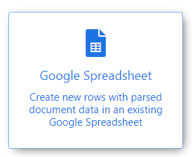 Integrations page in Docparser highlighting the Google Sheets option