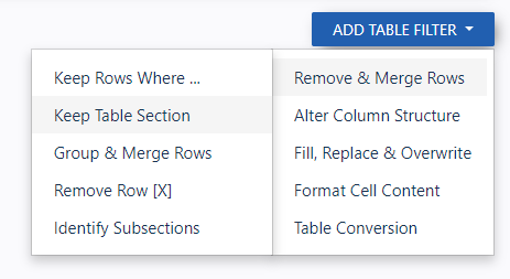 Keep Table Section Filter Docparser