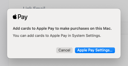Apple Pay setup confirmation screen with save and continue button