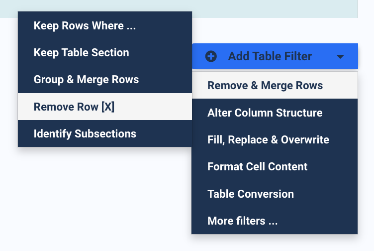 Remove Row X Filter
