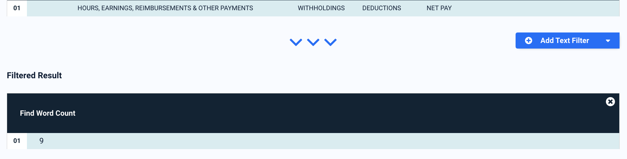 Parsed output displaying total word count as a numeric value