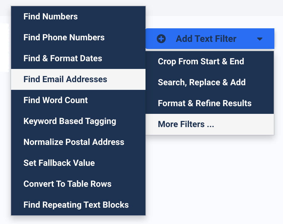 Find Email Addresses filter added in Docparser interface